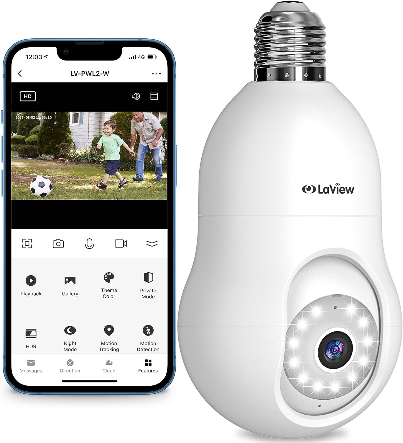 Laview 4mp wifi indoor/outdoor bulb security camera 2.4ghz lv-pwl2-w-2pk Laview 4mp wifi indoor/outdoor bulb security camera 2.4ghz lv-pwl2-w-2pk